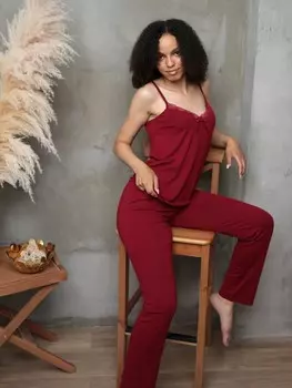 Пижама вискозная Орели (бордовая)