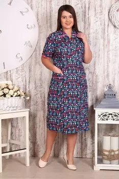 Платье бязевое Майя (синее)