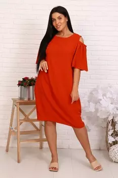 Платье креповое Дикси (кирпичное)
