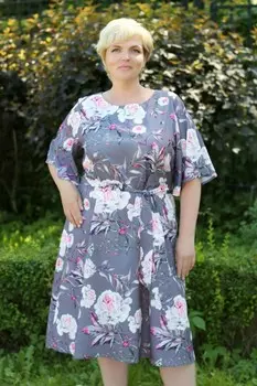 Платье креповое Пион (серое) рр