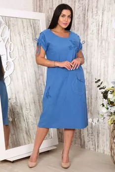 Платье льняное Аннемари (индиго)