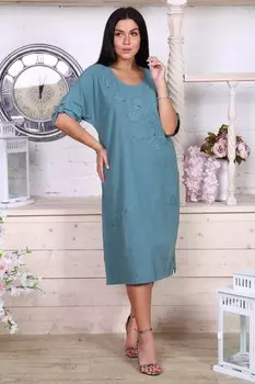 Платье льняное Данья (зеленое)