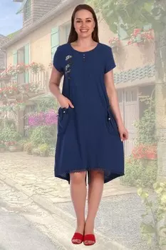 Платье льняное Тамми (индиго) рр