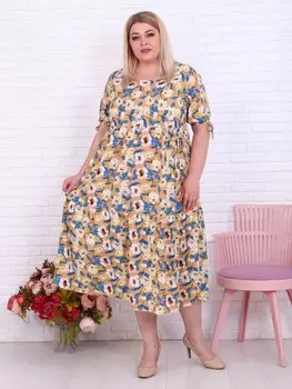 Платье штапельное Арамира (бежевое) зк