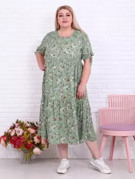 Платье штапельное Арамира (зеленое) зк