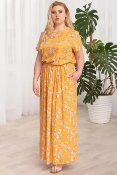 Платье штапельное Даниэла (горчичное)