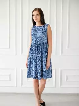 Платье штапельное Элиза (синее) рр