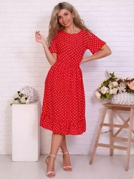 Платье штапельное Налиа (красное)