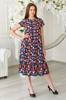 Платье трикотажное Арсэлия (красные розы)