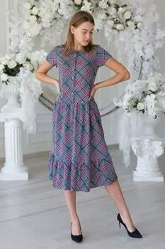 Платье трикотажное Арсэлия (серая клетка)