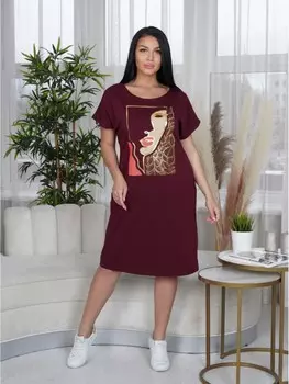 Платье трикотажное Ава (бордовое)