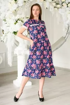 Платье трикотажное Беатриче (малиновые розы)