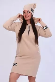 Платье трикотажное Чама (бежевое)