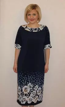 Платье трикотажное Дервила (синее)