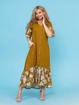 Платье трикотажное Джамиля (горчичное)