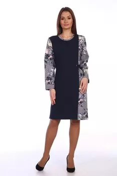 Платье трикотажное Джосет (синие цветы)