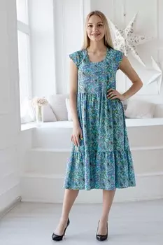 Платье трикотажное Джустина (сине-голубое)