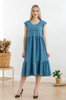 Платье трикотажное Джустина (синие цветы)