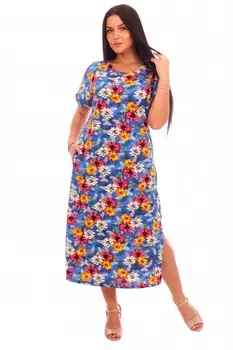 Платье трикотажное Гликерия (синее)