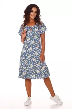 Платье трикотажное Итлина (зеленые ромашки)