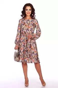 Платье трикотажное Эйдин (серо-розовое)