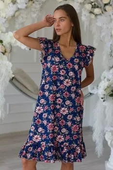 Платье трикотажное Эшель (бежевые цветы)