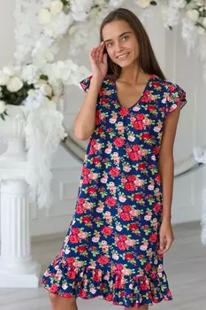 Платье трикотажное Эшель (красные розы)