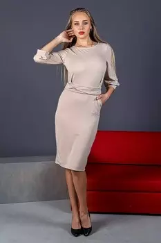 Платье трикотажное Эстер (бежевое)