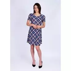 Платье трикотажное Этта (сине-бежевое)