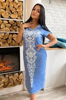 Платье трикотажное Эванти (джинсовое)