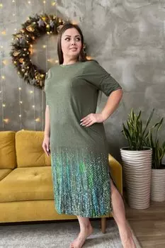 Платье трикотажное Эви (хаки)