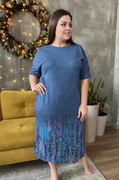 Платье трикотажное Эви (индиго)