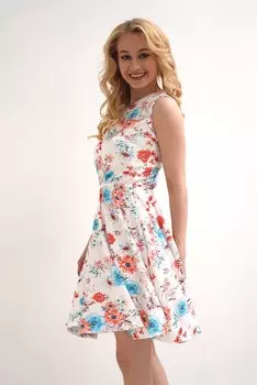 Платье трикотажное Констанция (бирюзовые цветы)