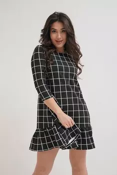 Платье трикотажное Лареина (черная клетка)
