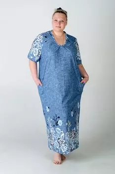 Платье трикотажное Лилия (джинс) рр