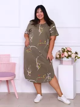 Платье трикотажное Линара (хаки) от