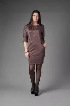 Платье трикотажное Линетта (коричневое) рр