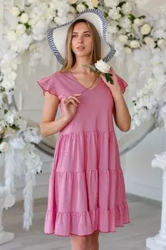 Платье трикотажное Лючана (красно-белая полоса)