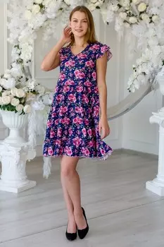 Платье трикотажное Лючана (малиновые розы)