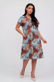 Платье трикотажное Лулуди (терракотово-голубое)