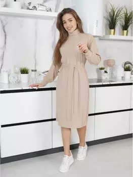 Платье трикотажное Мэгги (бежевое)