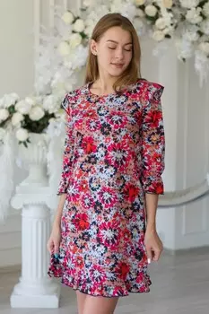 Платье трикотажное Марселия (красно-серое)