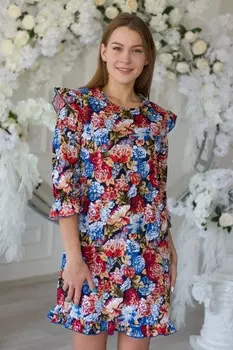 Платье трикотажное Марселия (красно-синее)