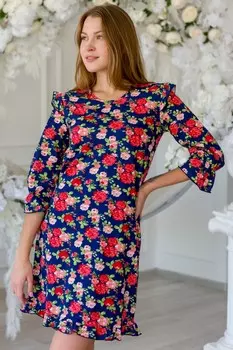 Платье трикотажное Марселия (красные розы)