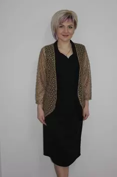 Платье трикотажное Матильда (золотистая накидка)