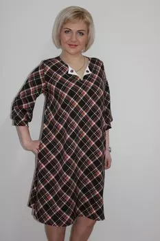 Платье трикотажное Моника (клетка)
