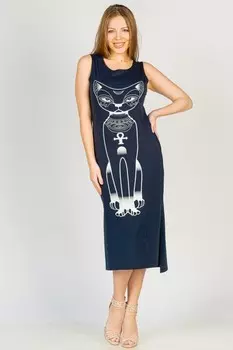 Платье трикотажное Ориан (серо-синее)