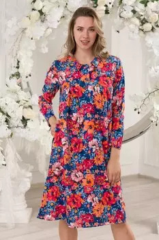 Платье трикотажное Серенити (оранжевые цветы)