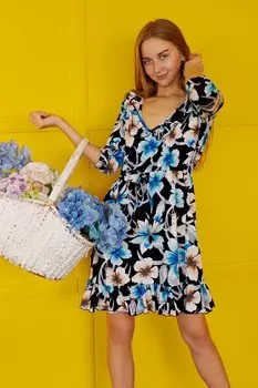 Платье трикотажное Шарлин (синее)