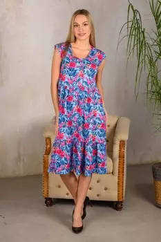 Платье трикотажное Шерри (алые цветы)